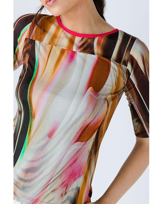 Conquista Orange Fitted Print Top