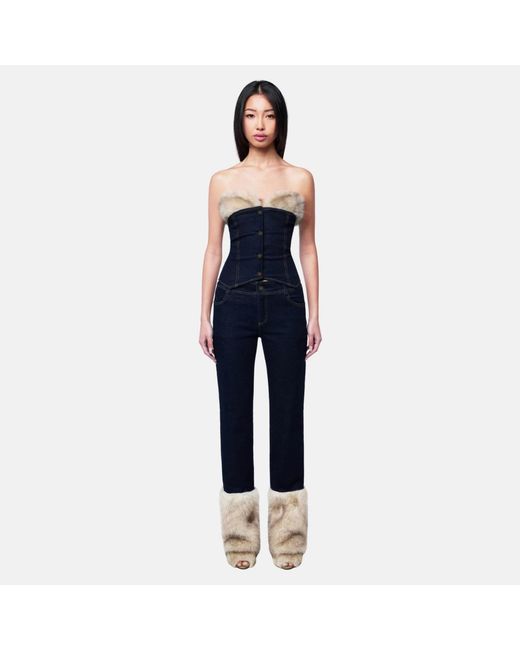 OW Collection Blue Desi Denim Corset Top