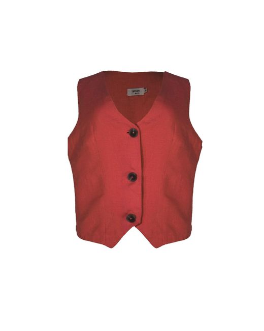 Larsen and Co Red Pure Linen Valencia Waistcoat In Copper