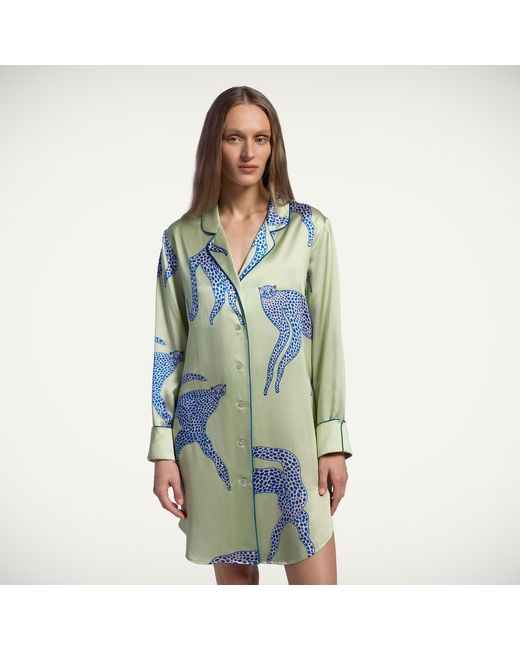 Piola Blue Oversized Silk Sleep Shirt