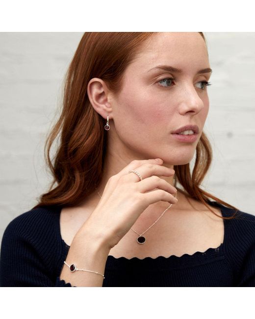 Auree Jewellery White Barcelona January Garnet Birthstone Hook Earrings