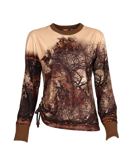 Lalipop Design Brown Autumn Leaves And Trees Pattern Crew Neck Jumper