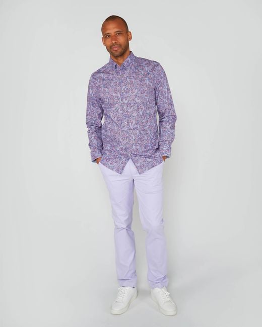 Lords of Harlech Blue Morris Paisley Shadow Shirt for men