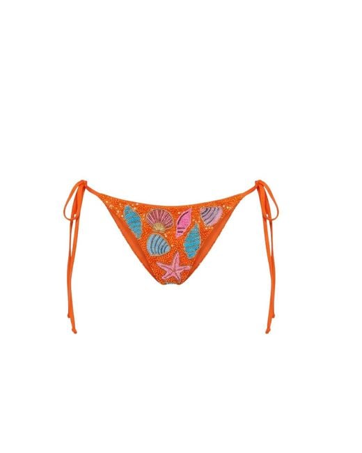Oceanus White Helia Bikini Bottom Burnt