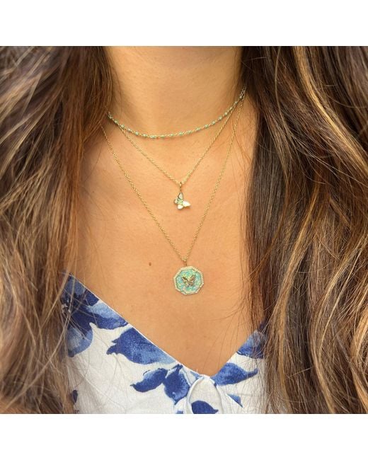 KAMARIA Metallic Octagon Butterfly Medallion Necklace