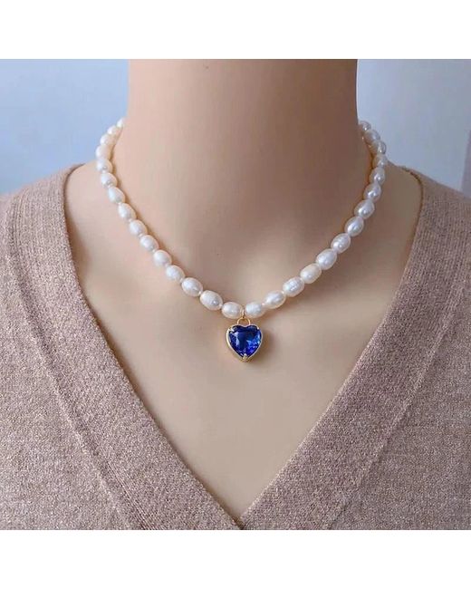 Angel Barocco Metallic Choker Necklace With Heart Crystal Pendant