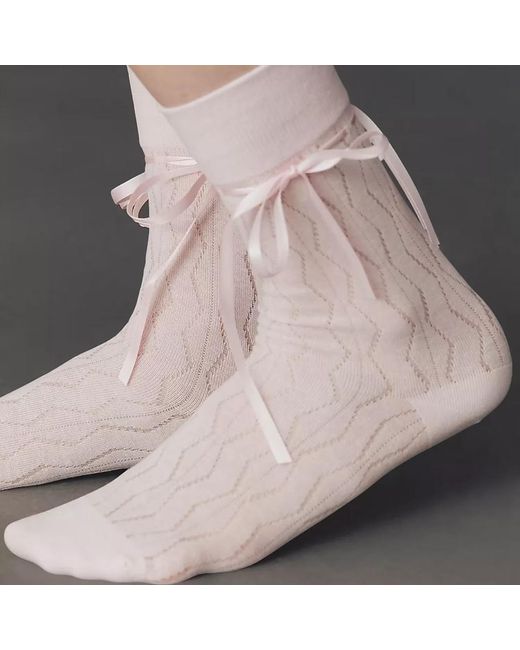 HIGH HEEL JUNGLE by KATHRYN EISMAN Pink Bella Satin Bow Socks