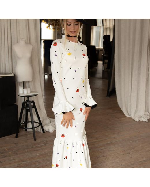 RainSisters White Floral Long Sleeve Maxi Dress