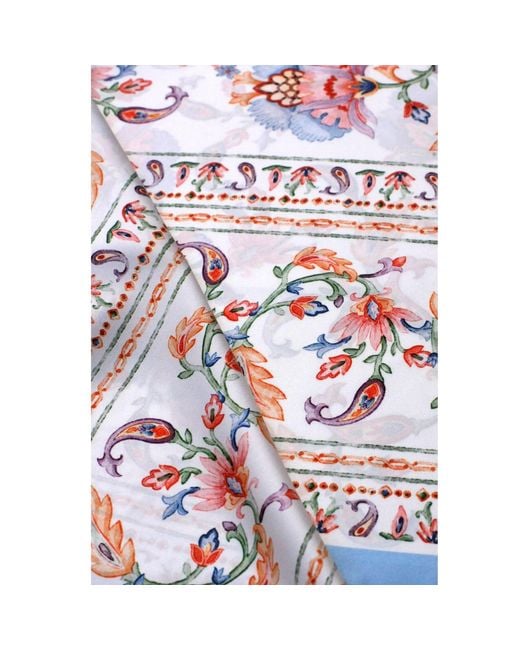 Jessie Zhao New York White Baroque Blossom Double Sided Silk Scarf