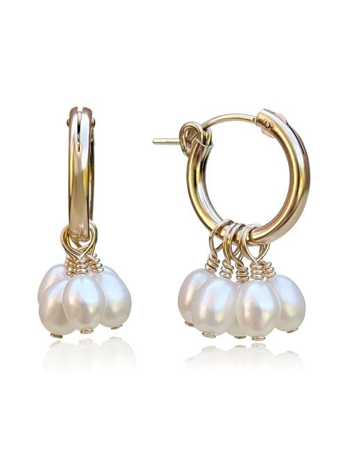 Kiri & Belle Metallic Harlow Pearl Cluster Hoop Filled Earrings