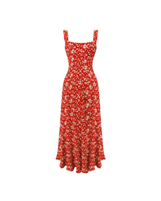 Lily Phellera Red Omahyra Floral Summer Maxi Dress