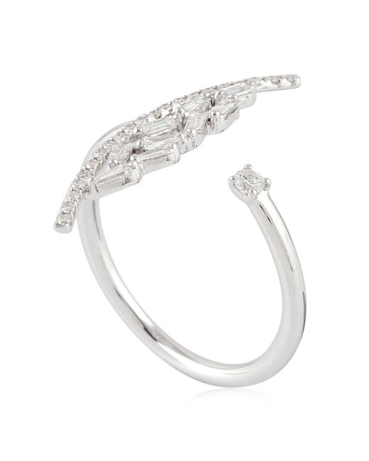 Artisan Metallic Baguette & Round Diamond Open Cuff Ring