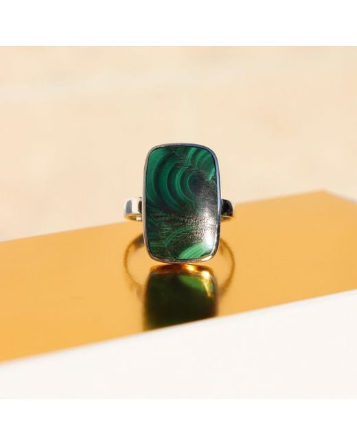 FV Jewellery Green La Stèle Malachite Rectangle Ring