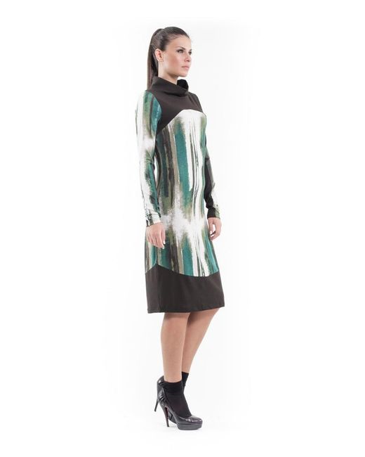 Conquista Green Print & Solid Colour Dress