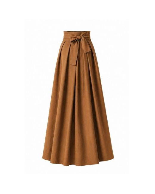 Nikka Place Brown Long Summer Cotton Skirt With High Waist