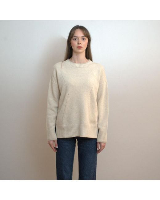 Nuvv Collection Natural Neutrals Cashmere And Wool Blend Round Necked Knit Sweater – Soft Neutral Tone