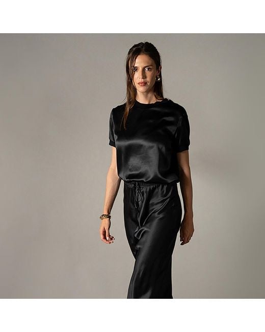 The Summer Edit Black Cloe Silk T-Shirt