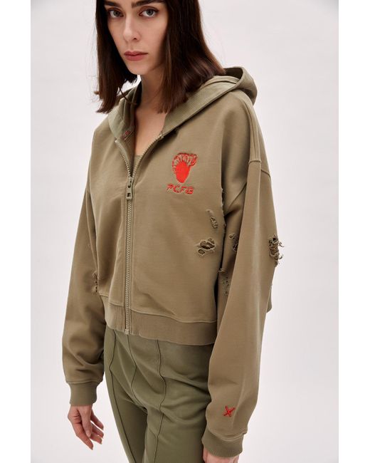 Pcfg Natural Destroyed Zip Up Hoodie