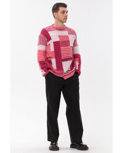 Maison Bogomil Pink Chunky Patchwork Sweater for men
