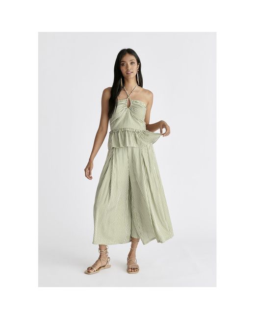 Paisie Green Belted Pleated Culottes In