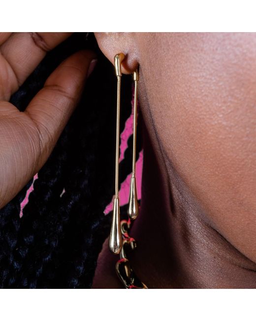 Lucy Quartermaine Metallic Double Drop Earrings Front And Back