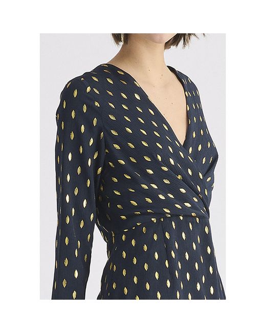 Paisie Black Foil Print Mini Wrap Dress With Slit