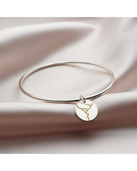 Posh Totty Designs Metallic Sterling Silver Kintsugi Disc Bangle