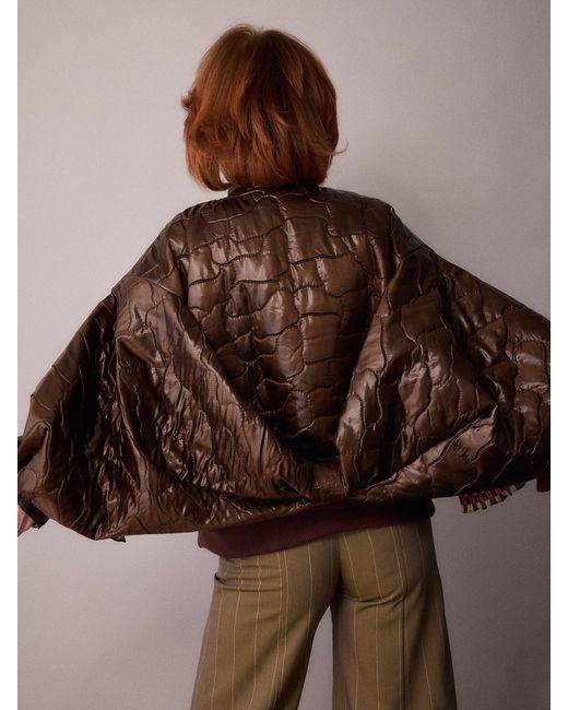Amanda Thompson Couture Brown Ms K Bomber Jacket Quilting Chocolate