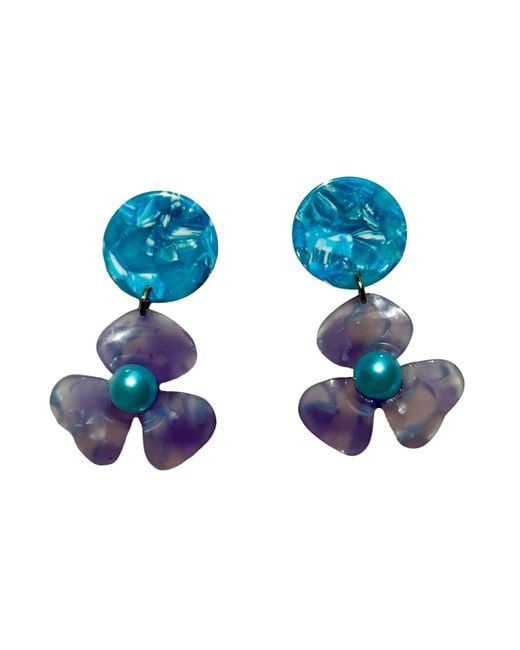 CLOSET REHAB Blue Pearl Water Poppy Drop Earrings