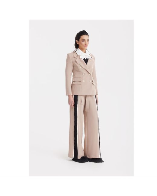 Julia Allert Natural Neutrals Classic Tailored Double-Breasted Blazer