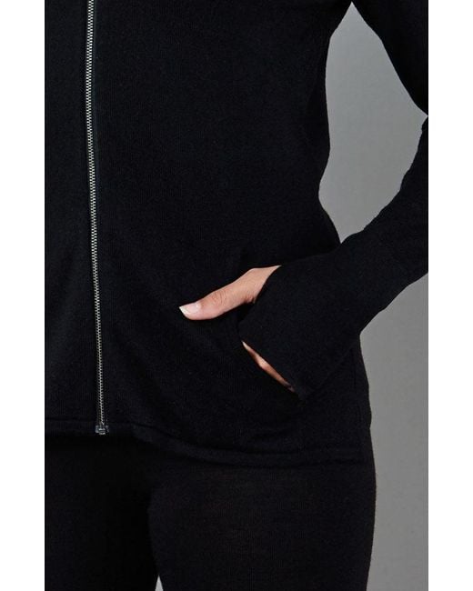 Paul James Knitwear Blue Heavyweight Merino Activewear Hooded Eirene Jumper