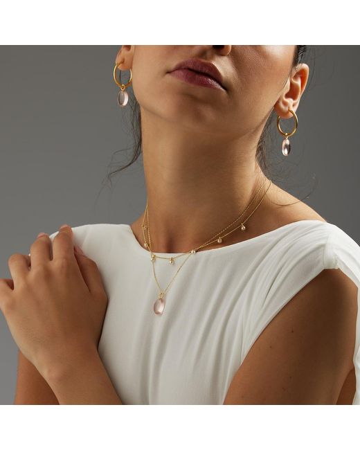 Amadeus Metallic Laura Chain Necklace & Tiny Pearls