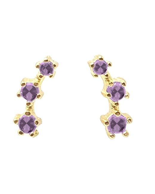 Harfi Multicolor Alexandrite June Birthstone Climber Plated Stud Earrings