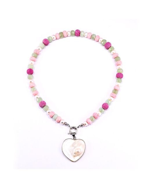 Mineralgems•Studio Pink Candy Necklace With Coral And Jade