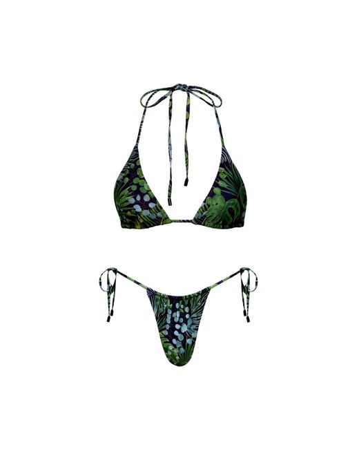 Playaluxe Green Waikiki Triangle String Bikini Set Palm