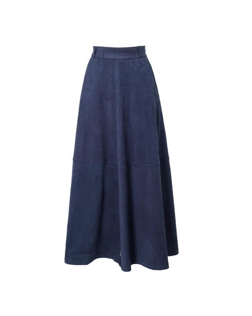 Julia Allert Blue Suede Elegance Ankle-length Flare Skirt