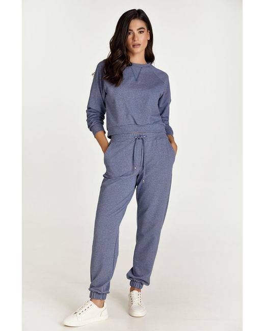 Conquista Blue Crop Melange Sweatshirt