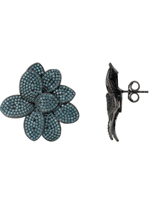 Latelita London Green Amaryllis Flower Large Stud Earrings Aqua