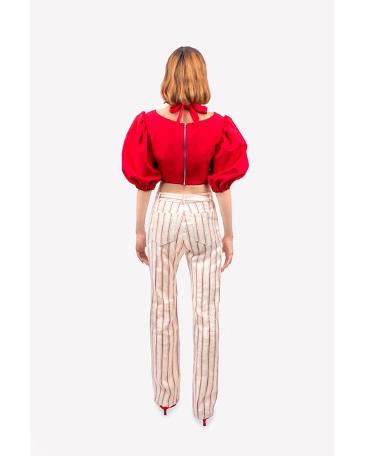 GUILLAUME ALEXANDRE Pink Striped High-Waisted Straight Pants
