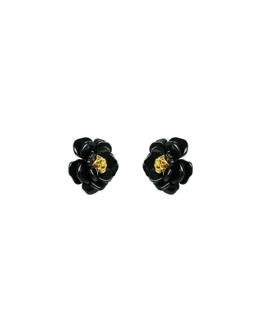 Gissa Bicalho Black Handmade Acrylic Earring Open Rose