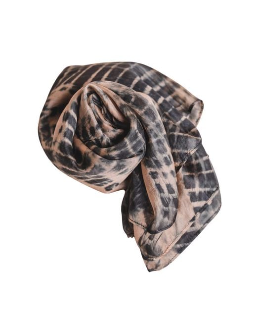 Silk and Bears Metallic Natural Sand & Charcoal Burst Habotai Silk Scarf – Hand-Dyed Mulberry Silk