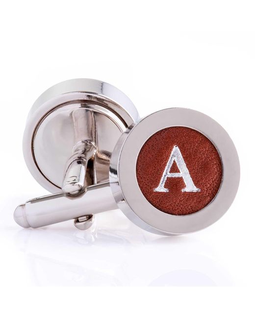 N'damus London Multicolor Regent Chestnut Leather Letter Cufflinks for men