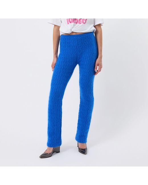 Ccy Currency Blue Mohair Zigzag Knitted Pants