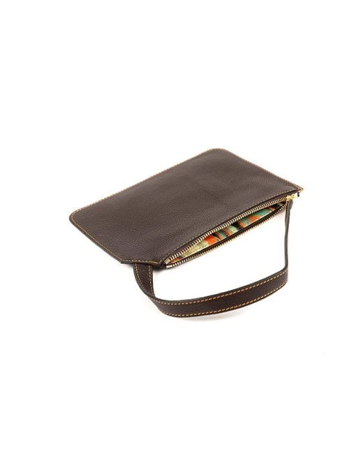 SJW BAGS LONDON Brown Marissa Leather Clutch/Wristlet- Dark Chocolate