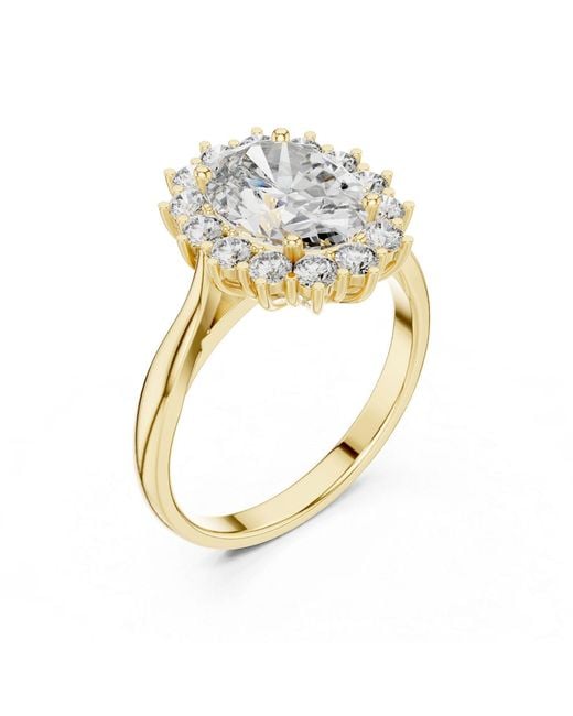 Aya Fine Jewelry Metallic Oval Halo Lab Diamond Engagement Ring