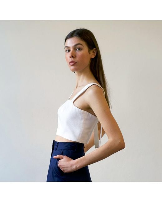 Shikanzy White Lilly Bustier Cotton With Adjustable Straps