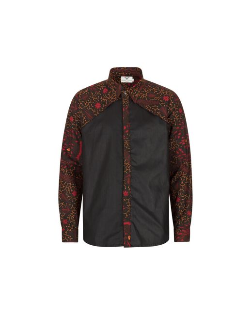 Ohema Ohene Brown Luca African Print Shirt- Rooster for men
