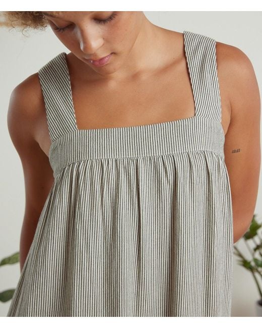 Known Supply Gray Tiered Pinstripe Dress
