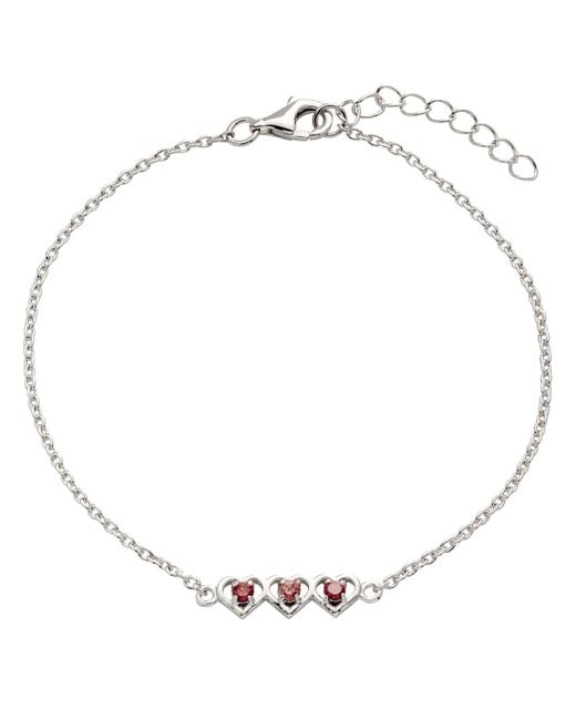 Belinda Jewelz Metallic Garnet Triple Heart Bracelet