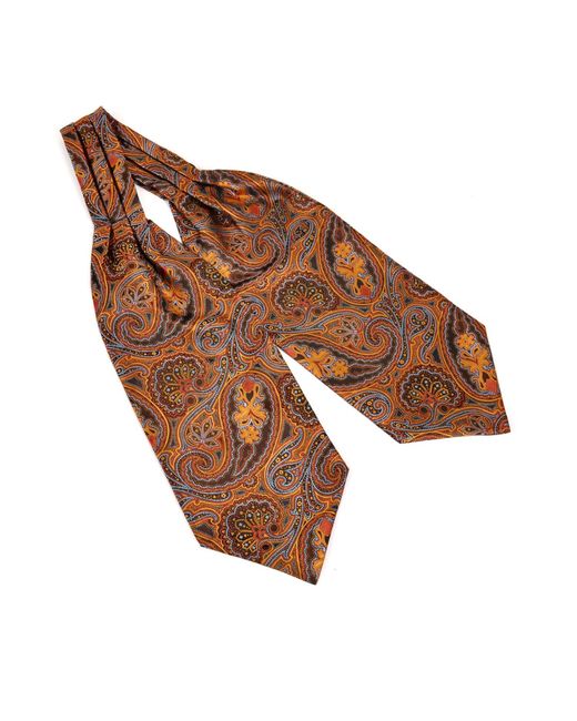 DAVID WEJ Brown Neutrals Self Tie Paisley Cravat – for men